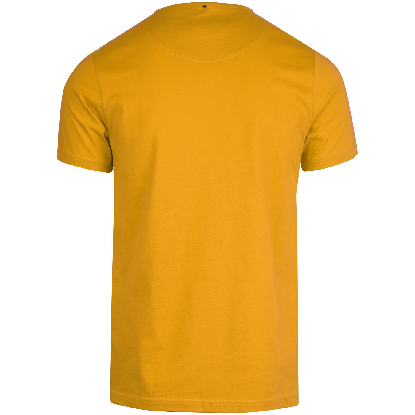 PRETTY GREEN Men's Retro Plain Crew Neck T-shirt in Yellow