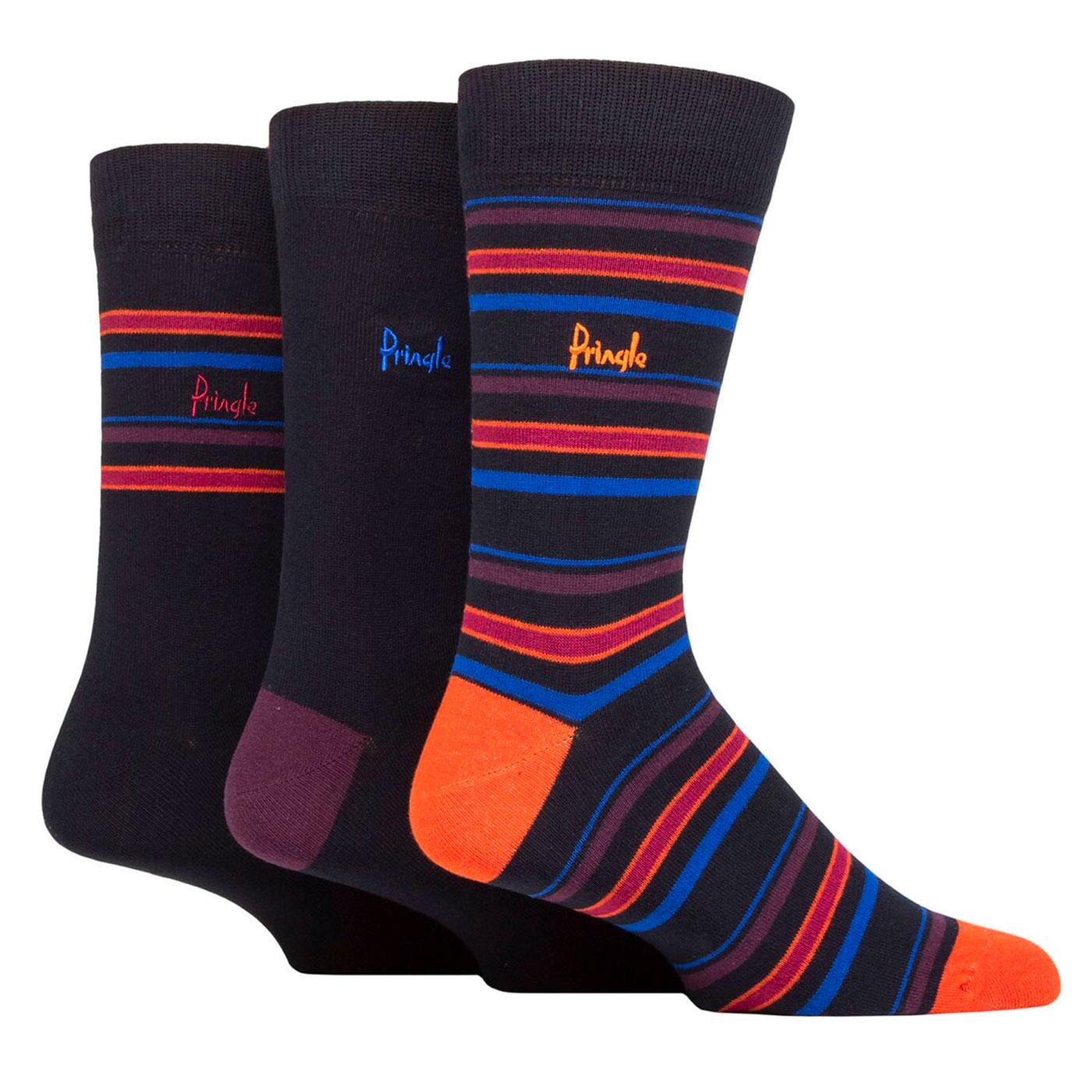 +Pringle 3 Pack Men's Jacquard Striped Socks N/O/R