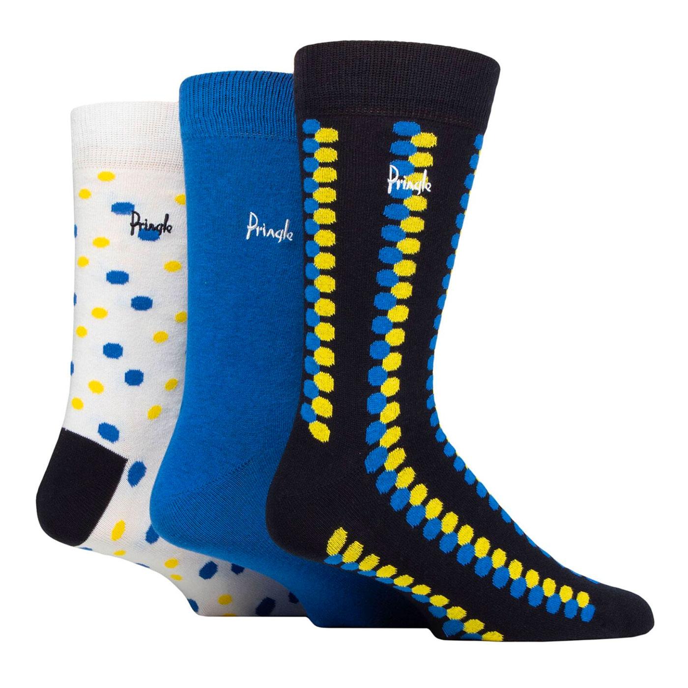 +Pringle 3 Pack Men's Jacquard Spotted Socks N/B/Y