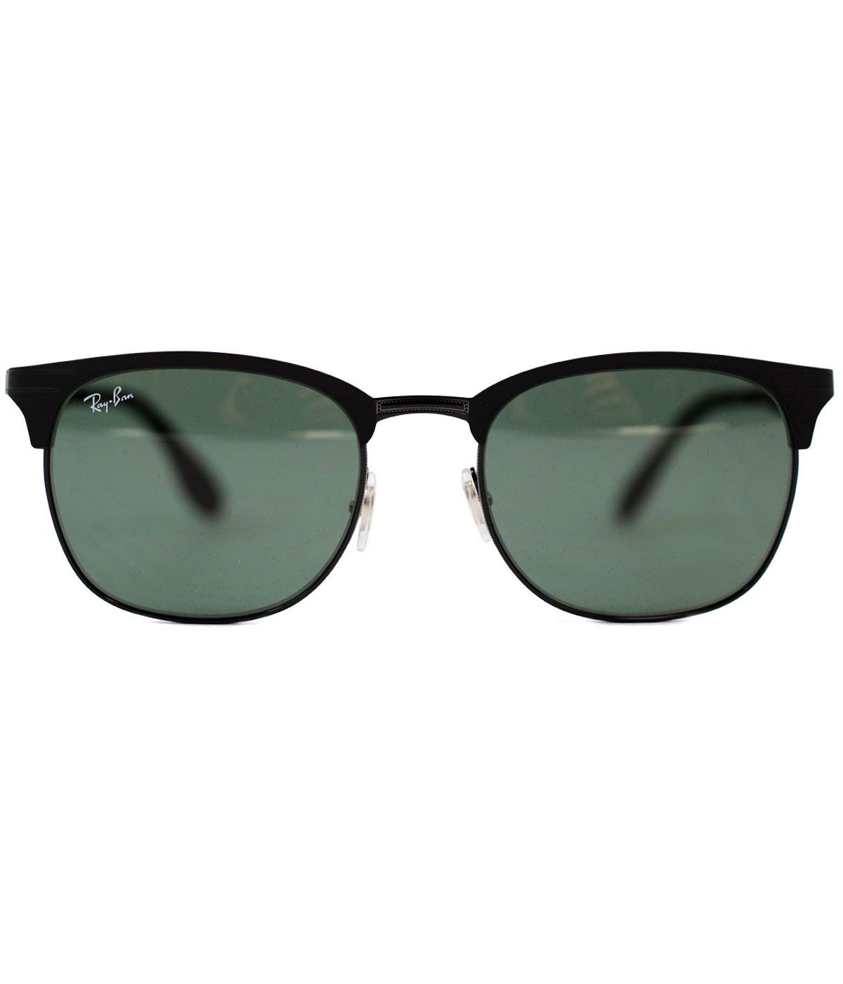 Ray-Ban Clubmaster Retro 50s Mod Thin Frame Sunglasses Black