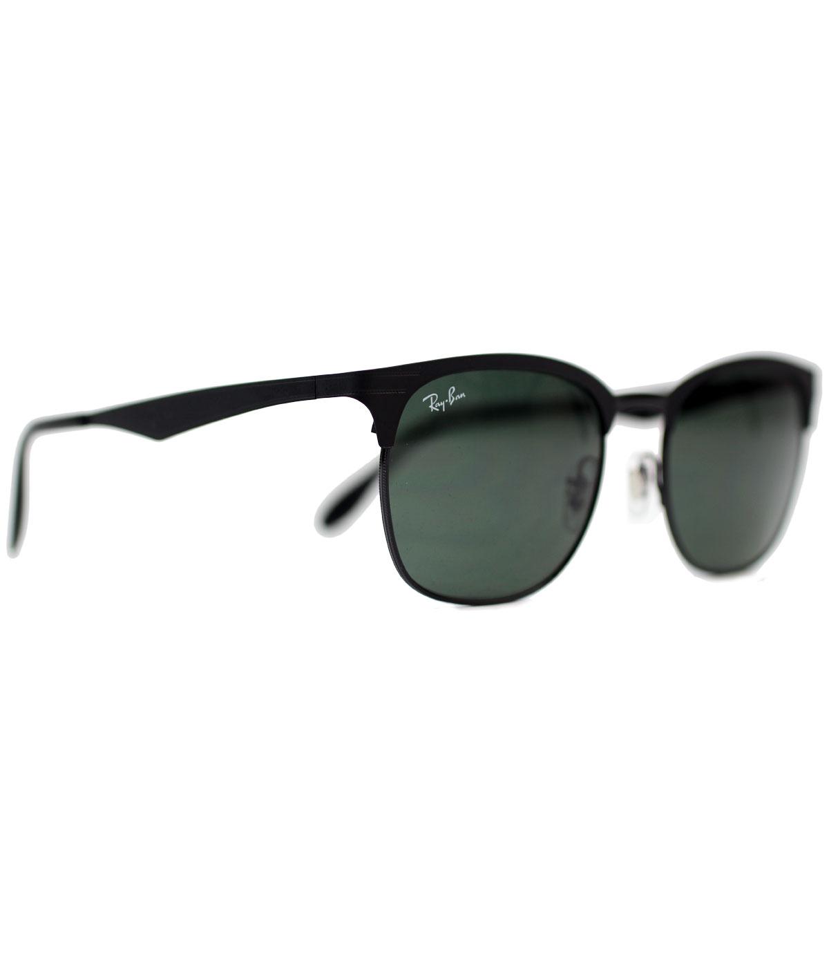 Ray Ban Clubmaster Retro 50s Mod Thin Frame Sunglasses Black