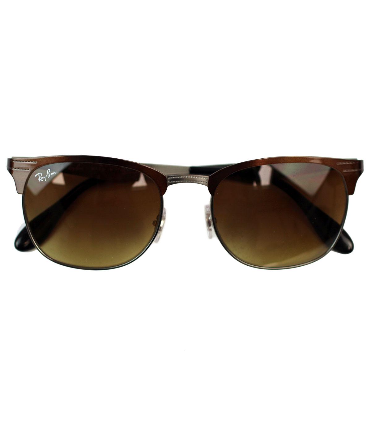 Ray Ban Clubmaster Retro 50s Mod Thin Frame Sunglasses Brown