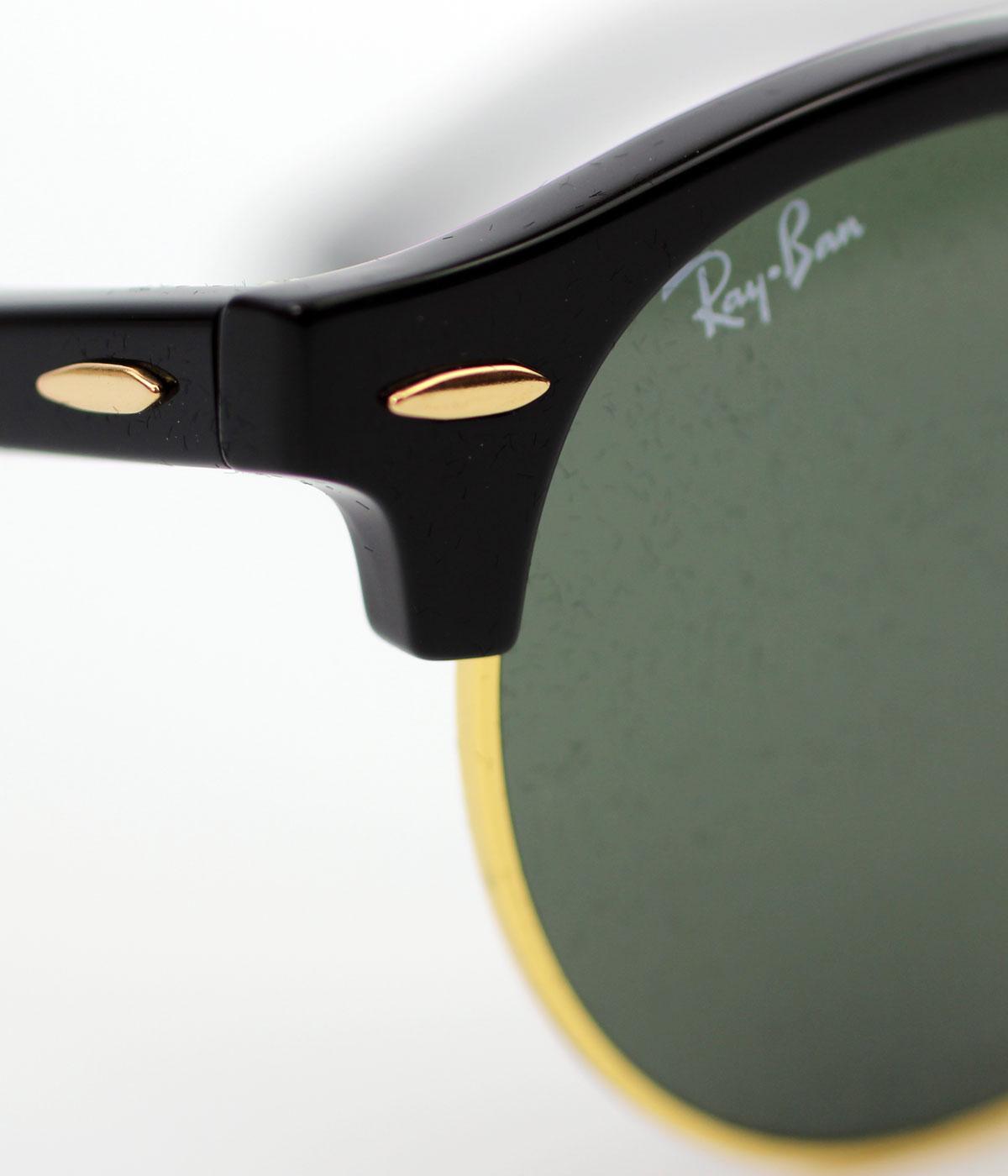 Ray Ban Clubround Retro Mod 60s Sunglasses In Black