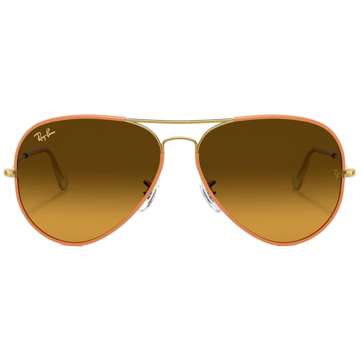 Ray Ban Aviator Full Colour Retro 70s Sunglasses In Orange