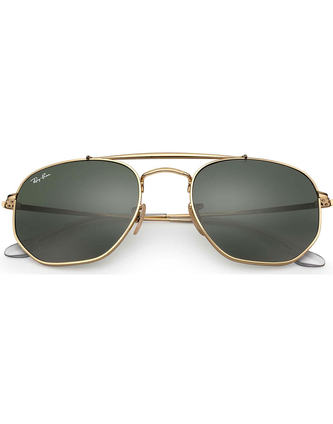 Ray Ban Marshal Retro 70s Aviator G 15 Sunglasses In Gold 1390