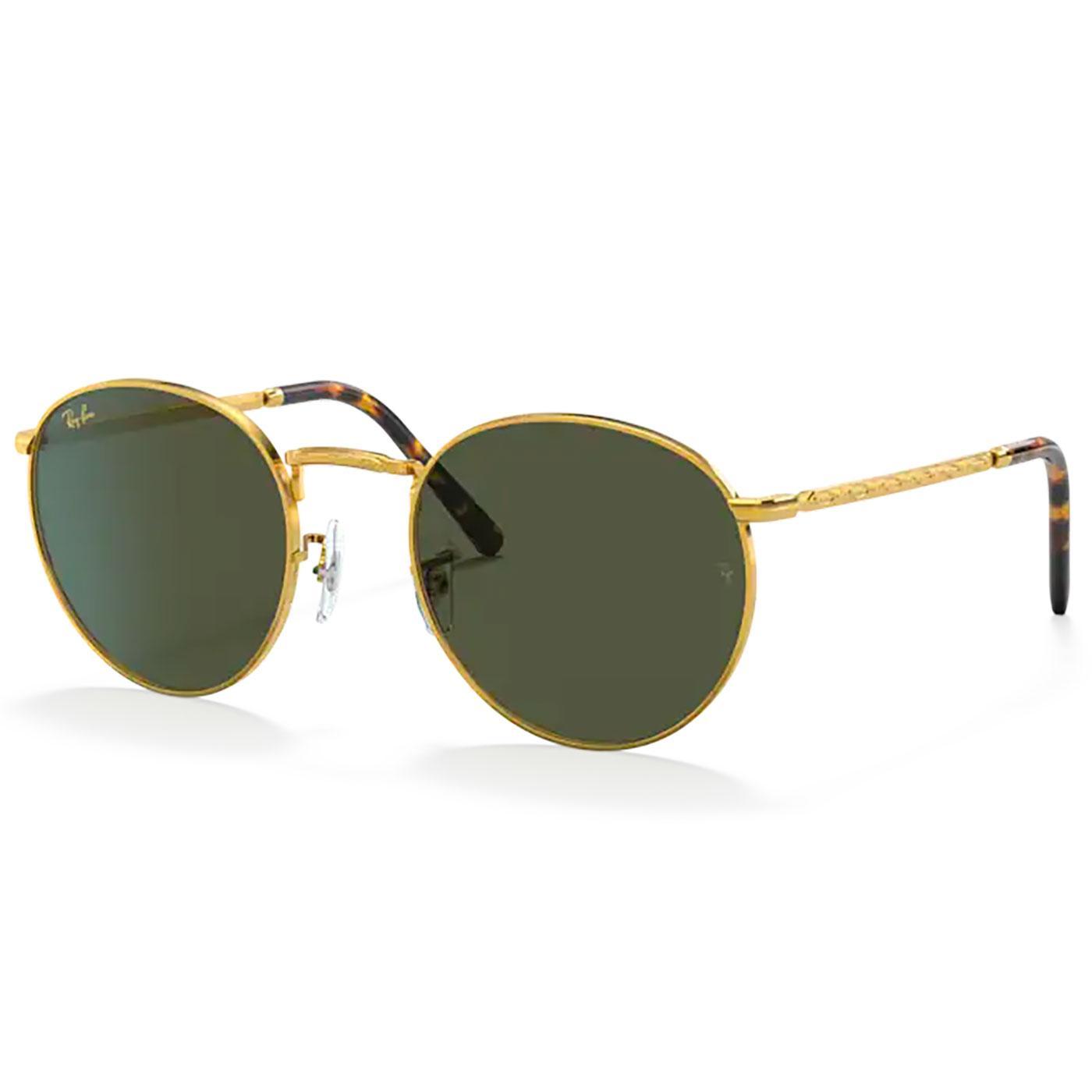 Ray Ban Women s New Round Sunglasses in Gold with Green Lens