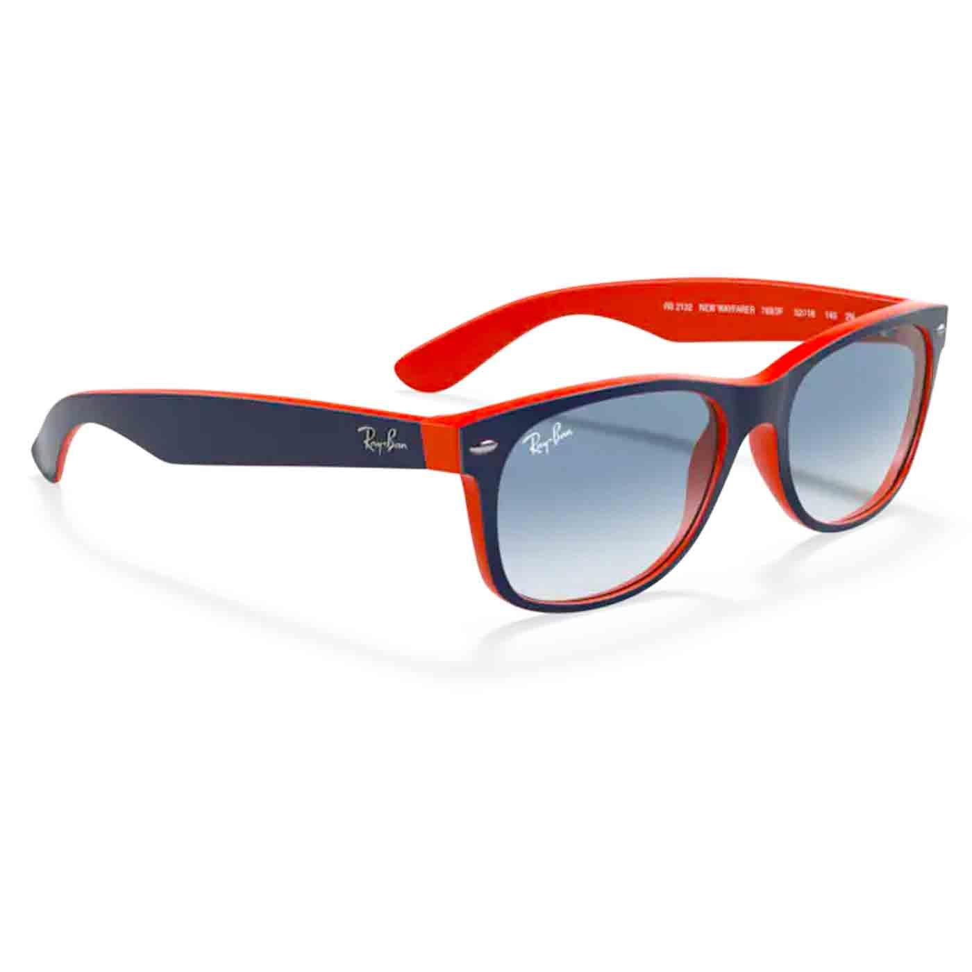 Ray Ban New Wayfarer Retro 80s Sunglasses Blue On Orange 0113