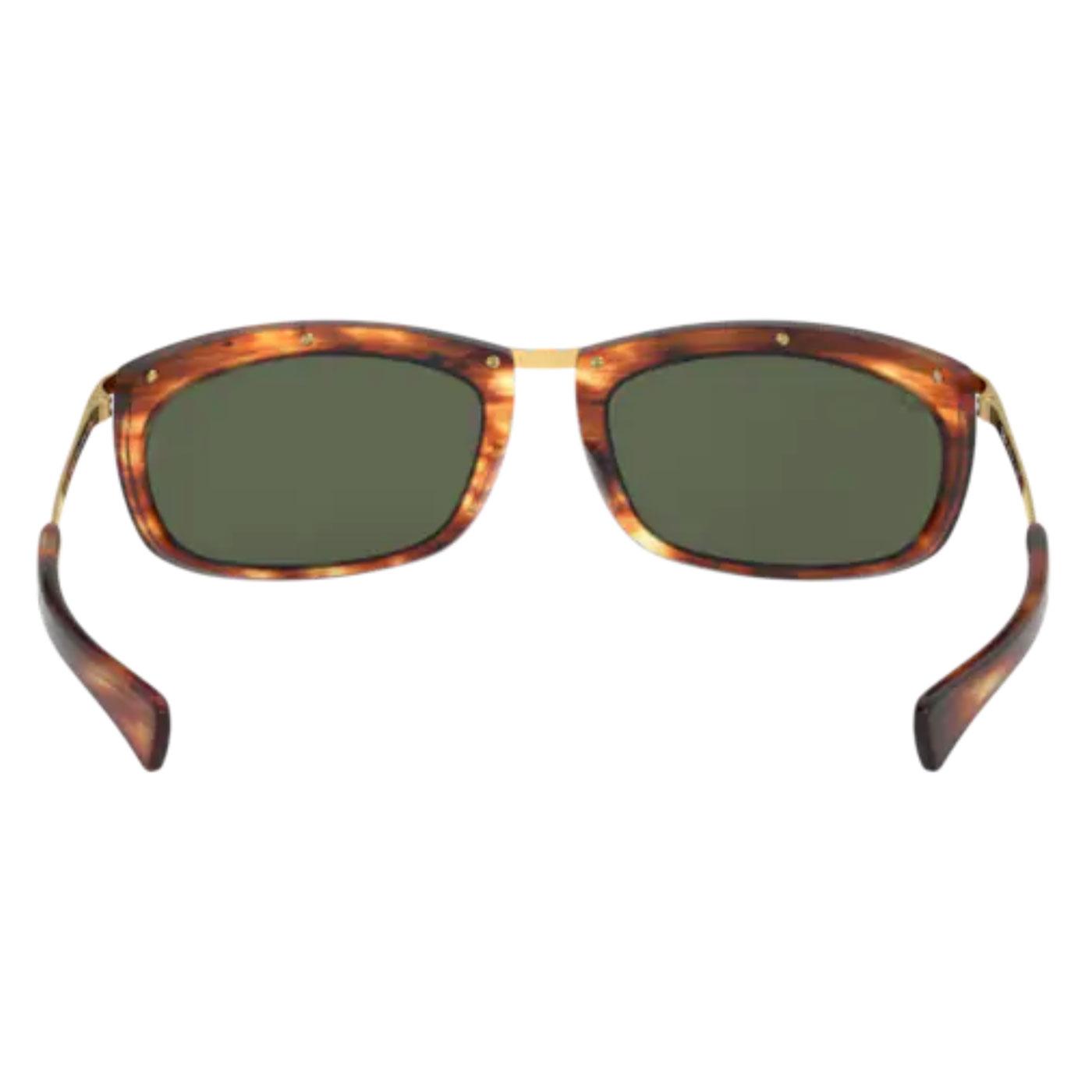 RAY-BAN Olympian Retro Striped Havana Sunglasses in Brown