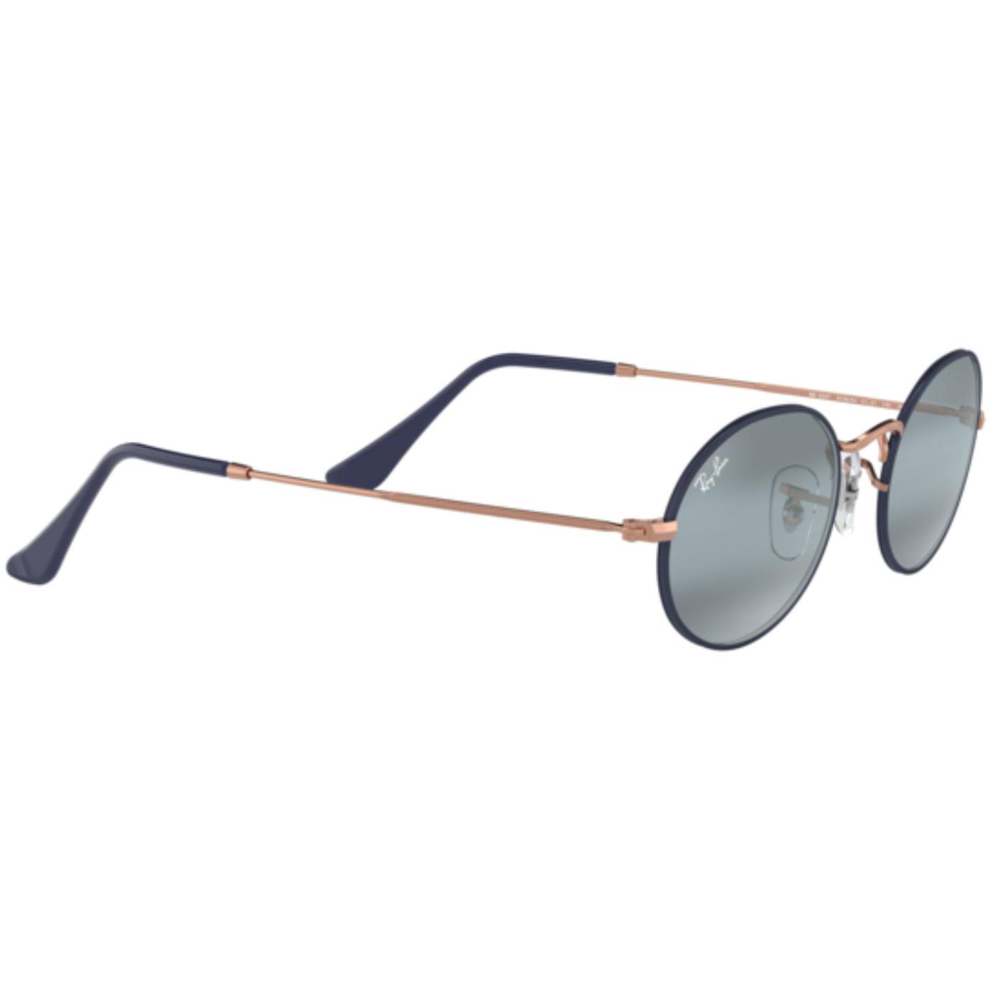 RAY-BAN Oval Retro 60s Mod Sunglasses in Copper/Blue