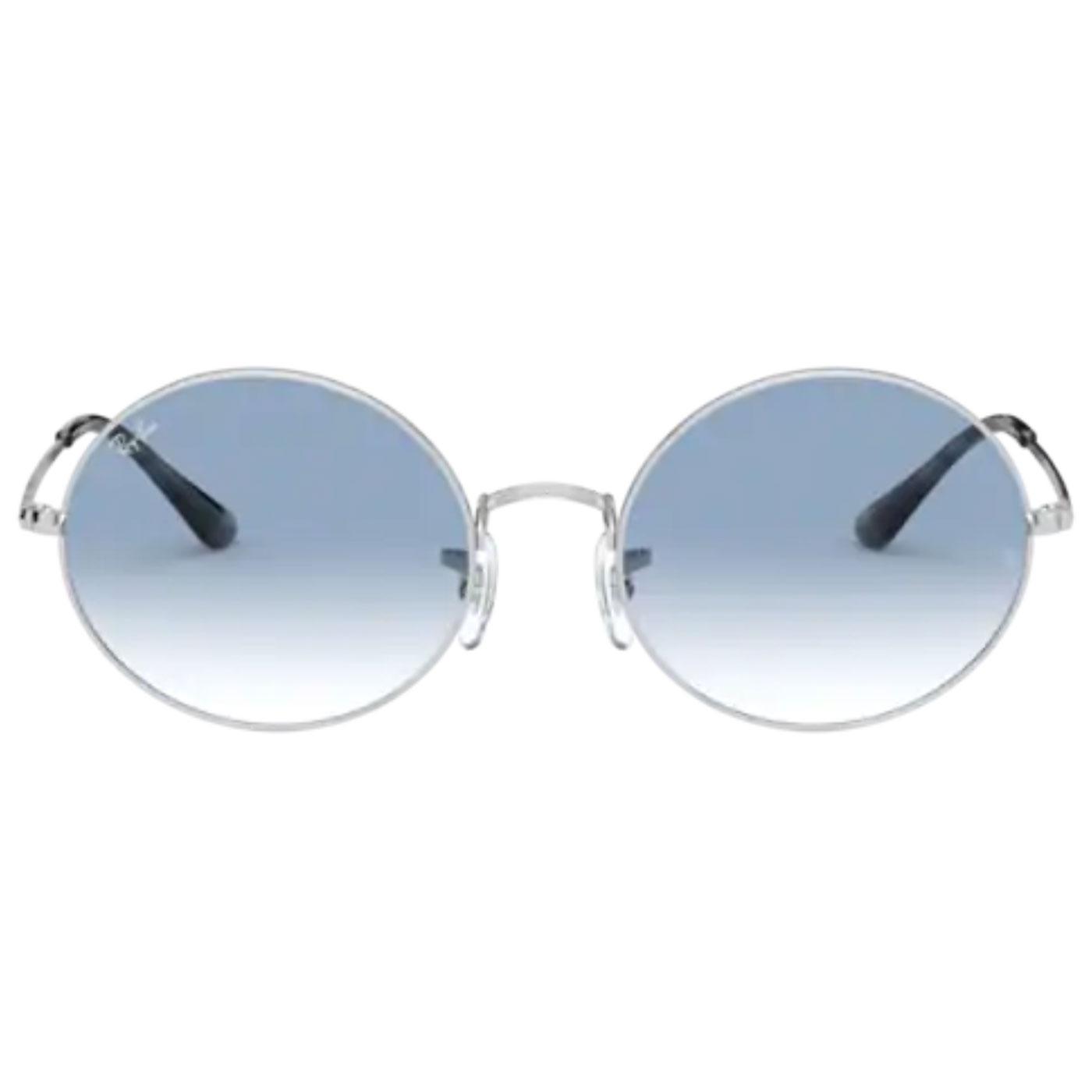 RAY-BAN RB1970 Retro 1960s Oval Sunglasses in Silver/Blue
