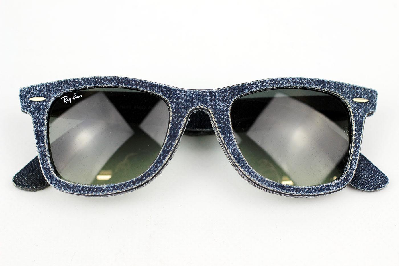 Ray Ban Retro 1950s Mod Denim Jeans Wayfarer Sunglasses Blue