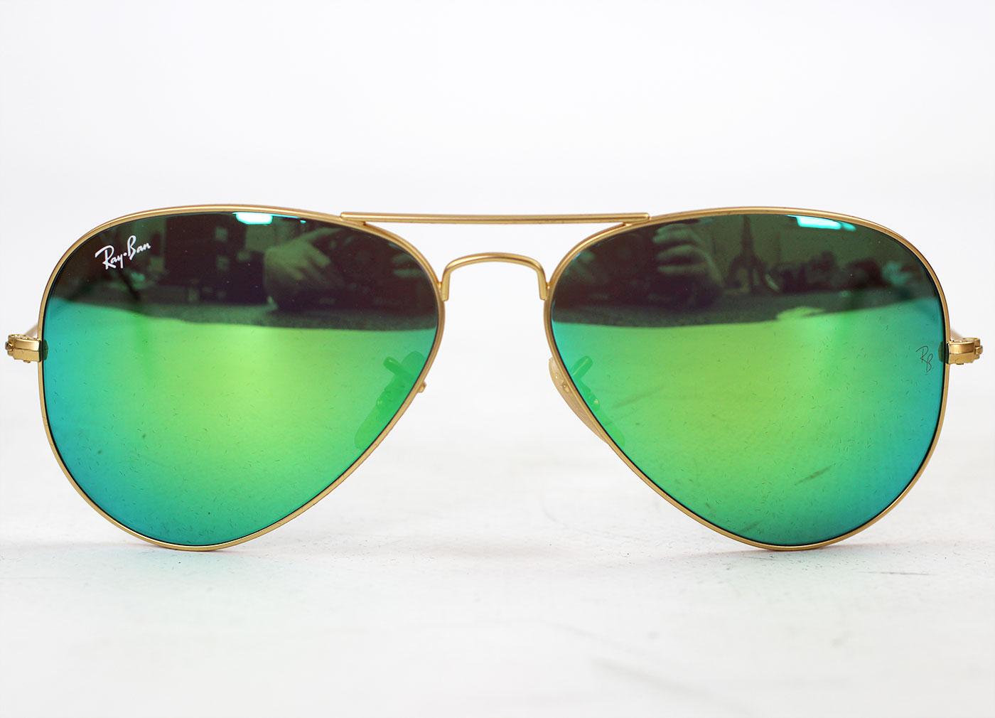 Ray Ban Retro Indie Aviator Flash Lens Sunglasses In Green 