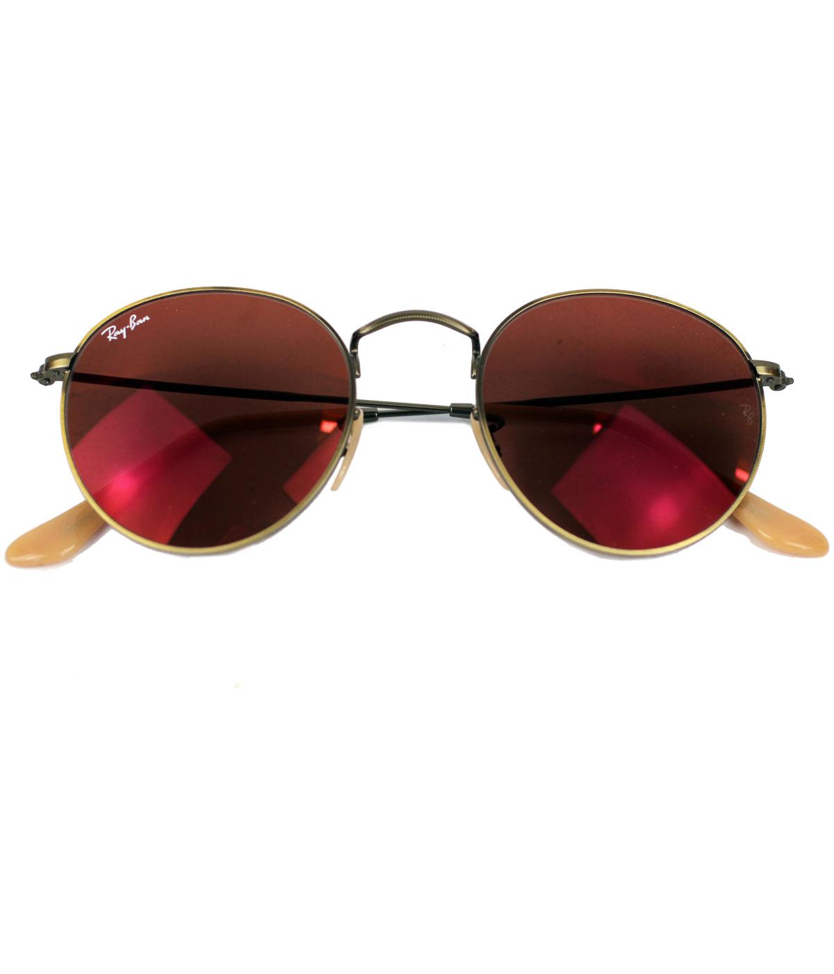 Ray-Ban RB3447 Retro Mod Red Mirror Lens Round Sunglasses