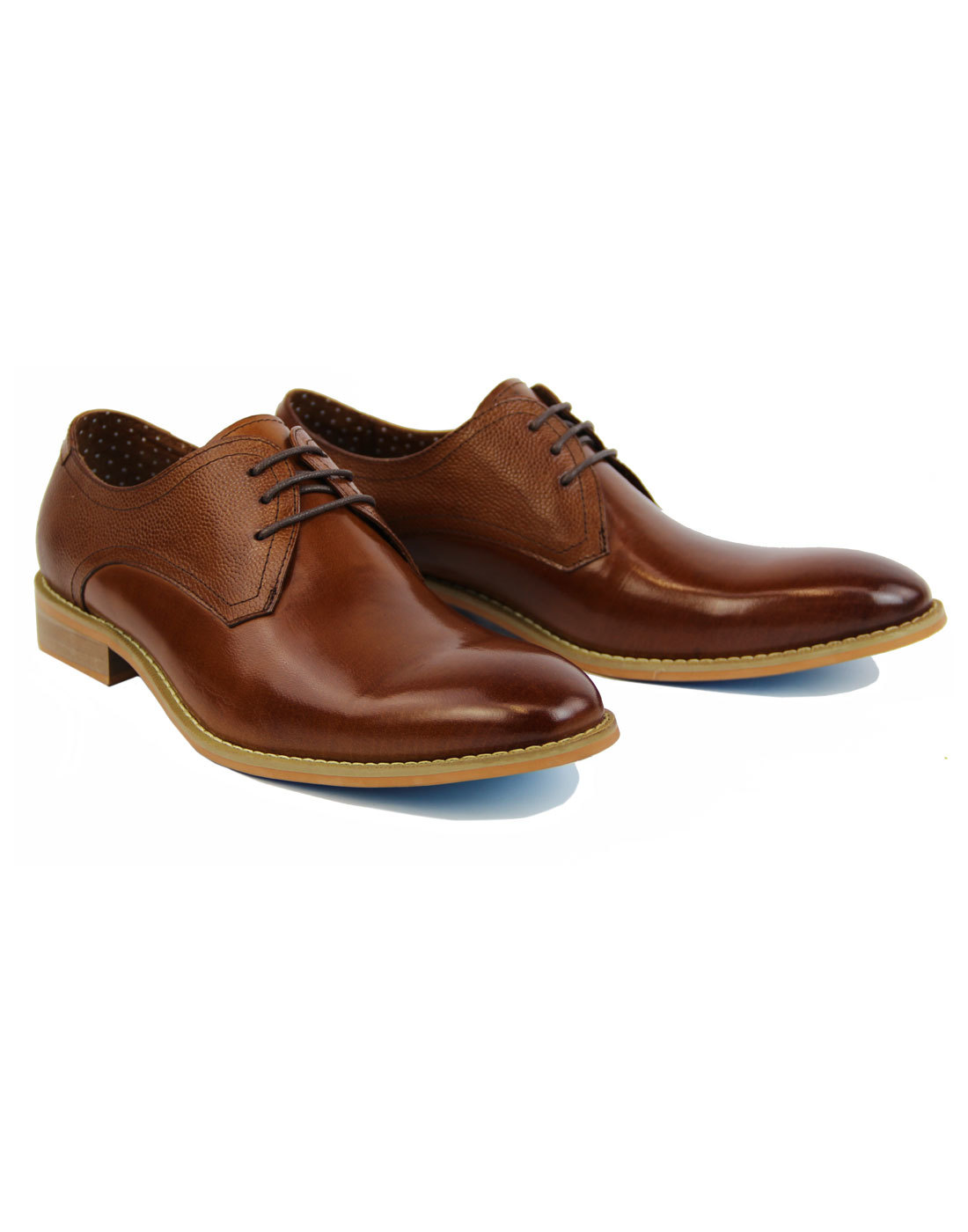 Renon Lace PAOLO VANDINI Mens Retro Derby Shoes In Tan