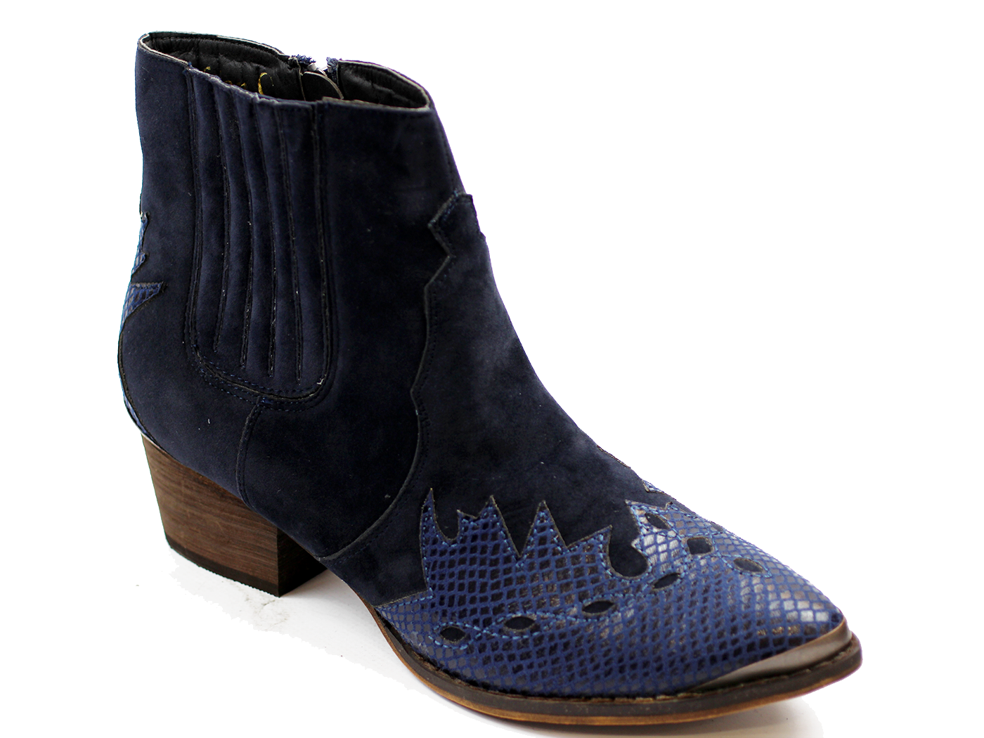 Venus Retro Seventies Blue 2-Tone Cuban Heel Boots