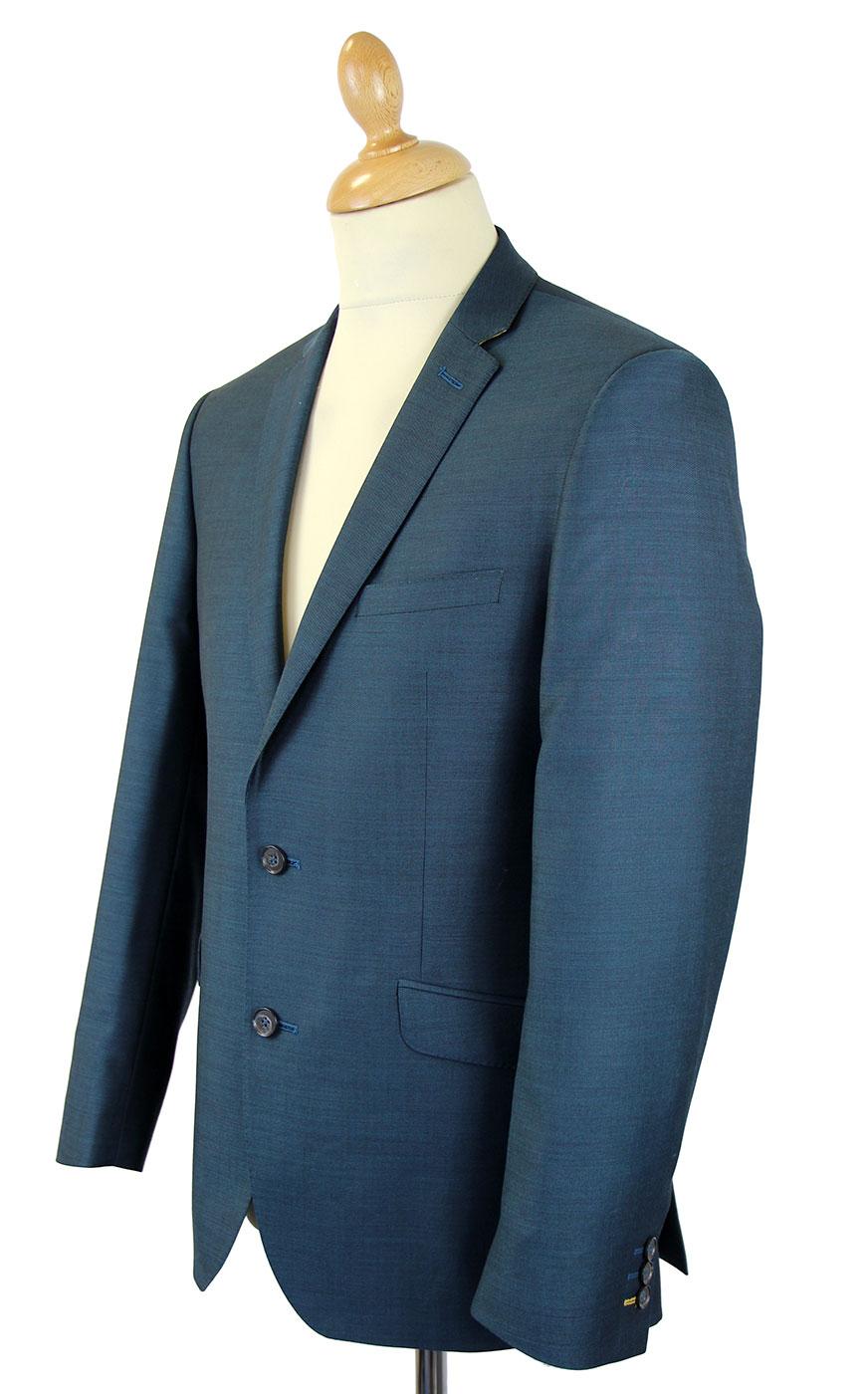 Mens Retro 60s style slim fit Mod Suit in Teal Tonic.