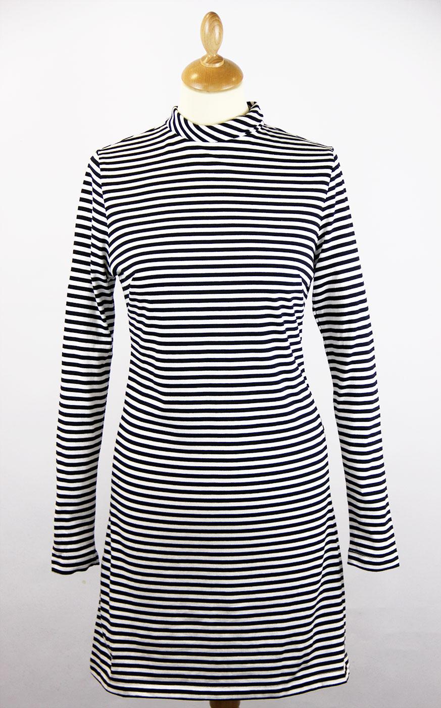 Beatnik Retro Sixties Mod Breton Stripe Vintage Dress Black White