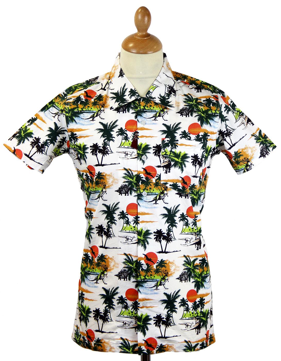 Dinotropic Retro 70s Hawaiian Dinosuar Print Shirt
