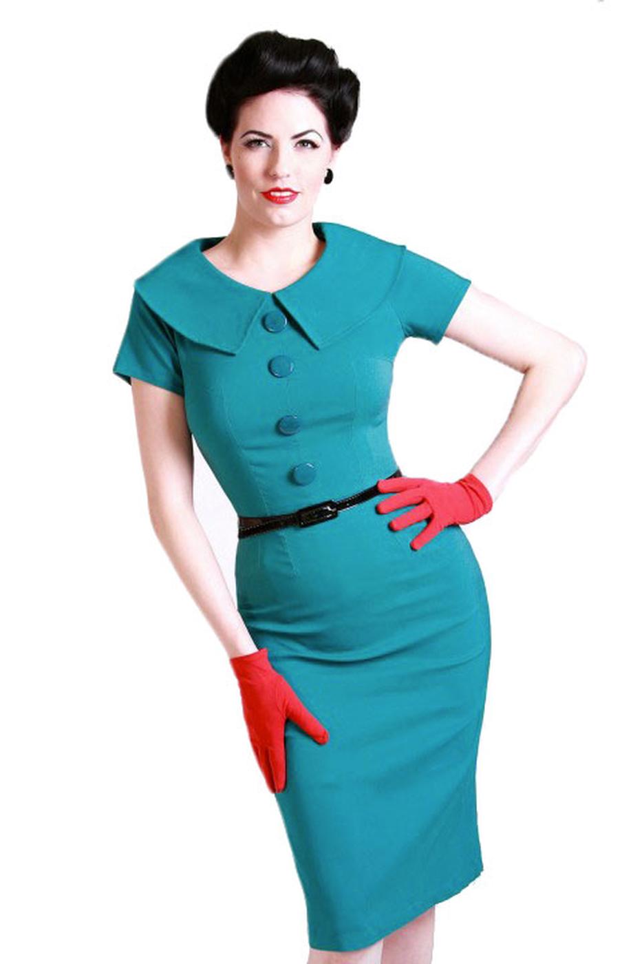 Tatyana Rita Dress Retro Vintage 50s Dress in Turquiose