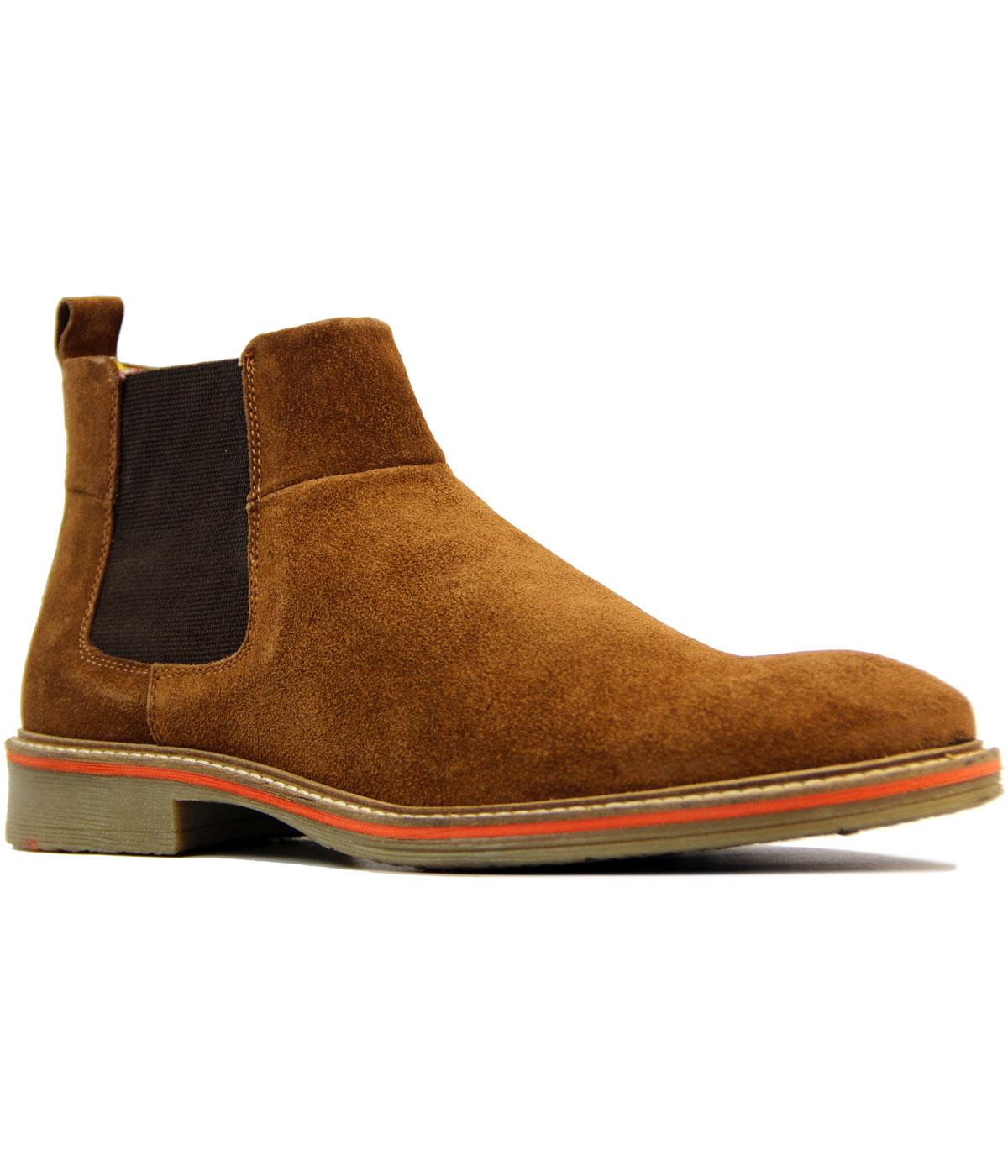 Retro 1960s Mod Suede Tipped Colour Chelsea Boots