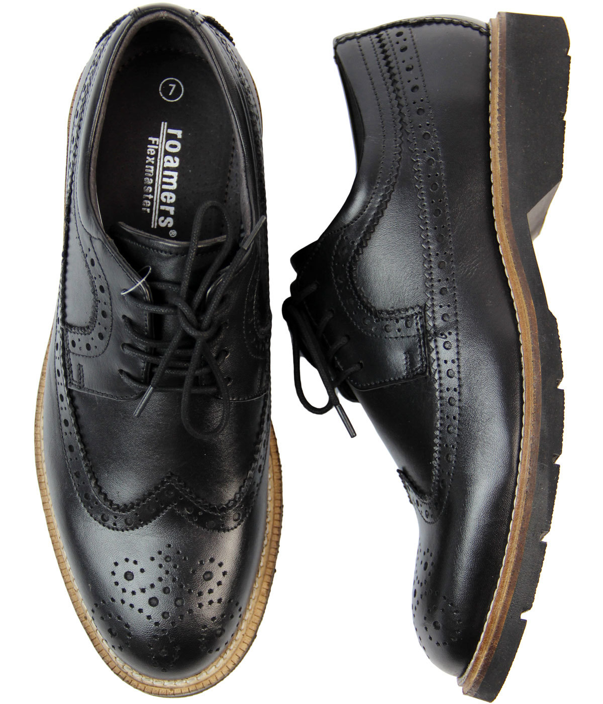 Harvard Retro Mod Ivy League Wing Cap Brogue Gibson Shoes Black