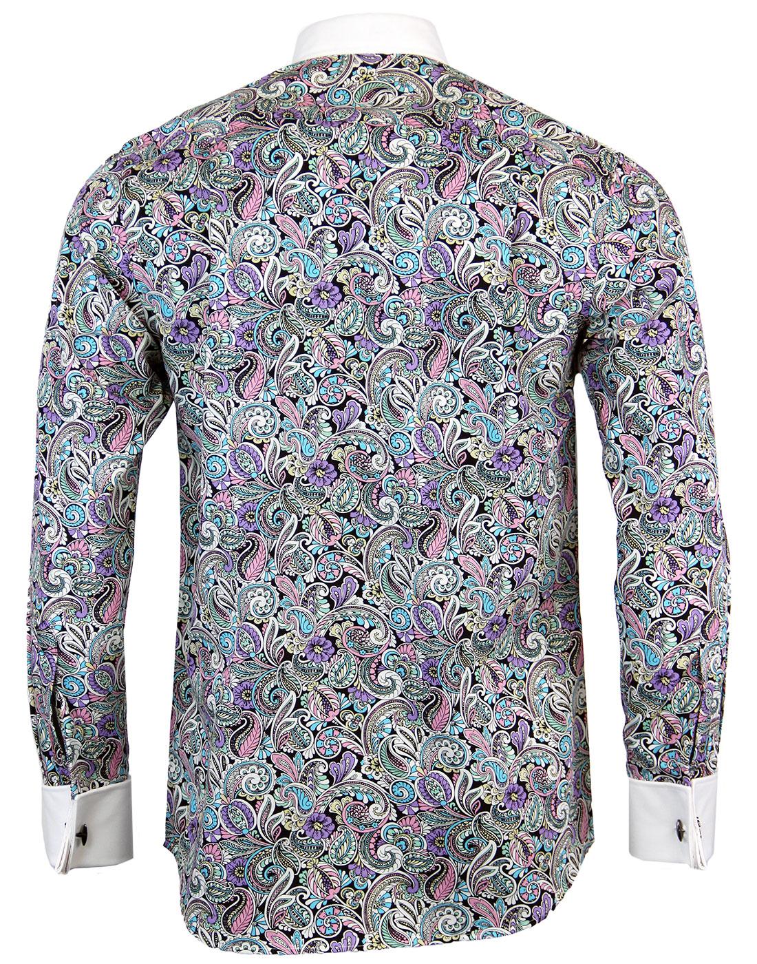 ROCOLA Retro 1960s Psychedelic Paisley Back Wing Collar Shirt