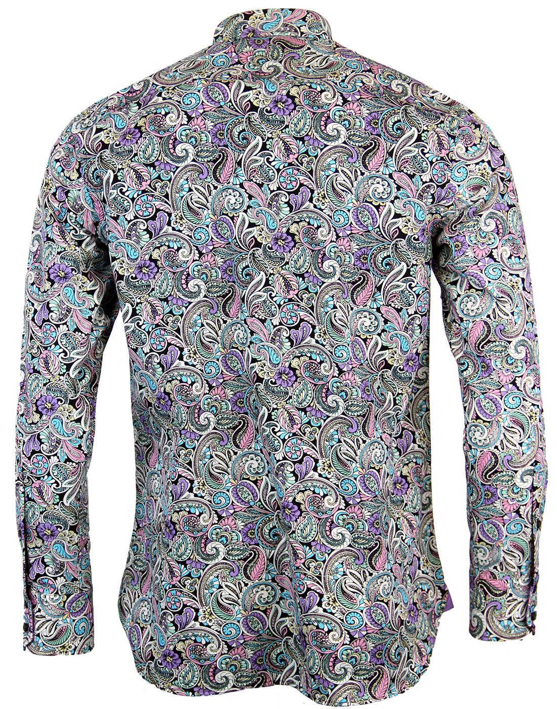 ROCOLA Psychedelic 1960s Mod Floral Paisley Big Collar Shirt