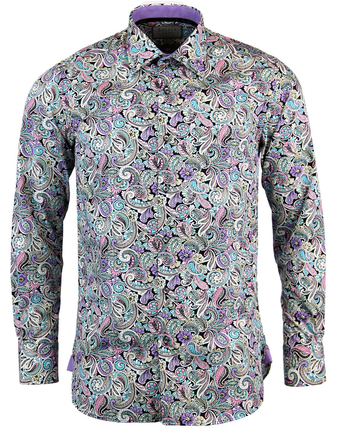 ROCOLA Psychedelic 1960s Mod Paisley Floral Shirt