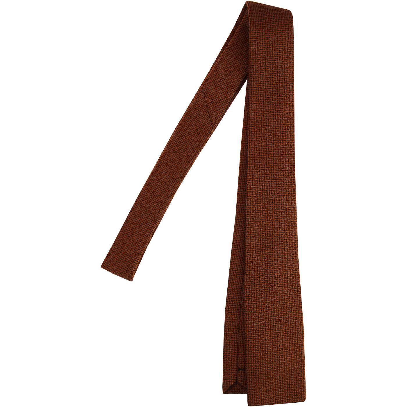 GIBSON LONDON Mod Square End Knitted Tie in Rust