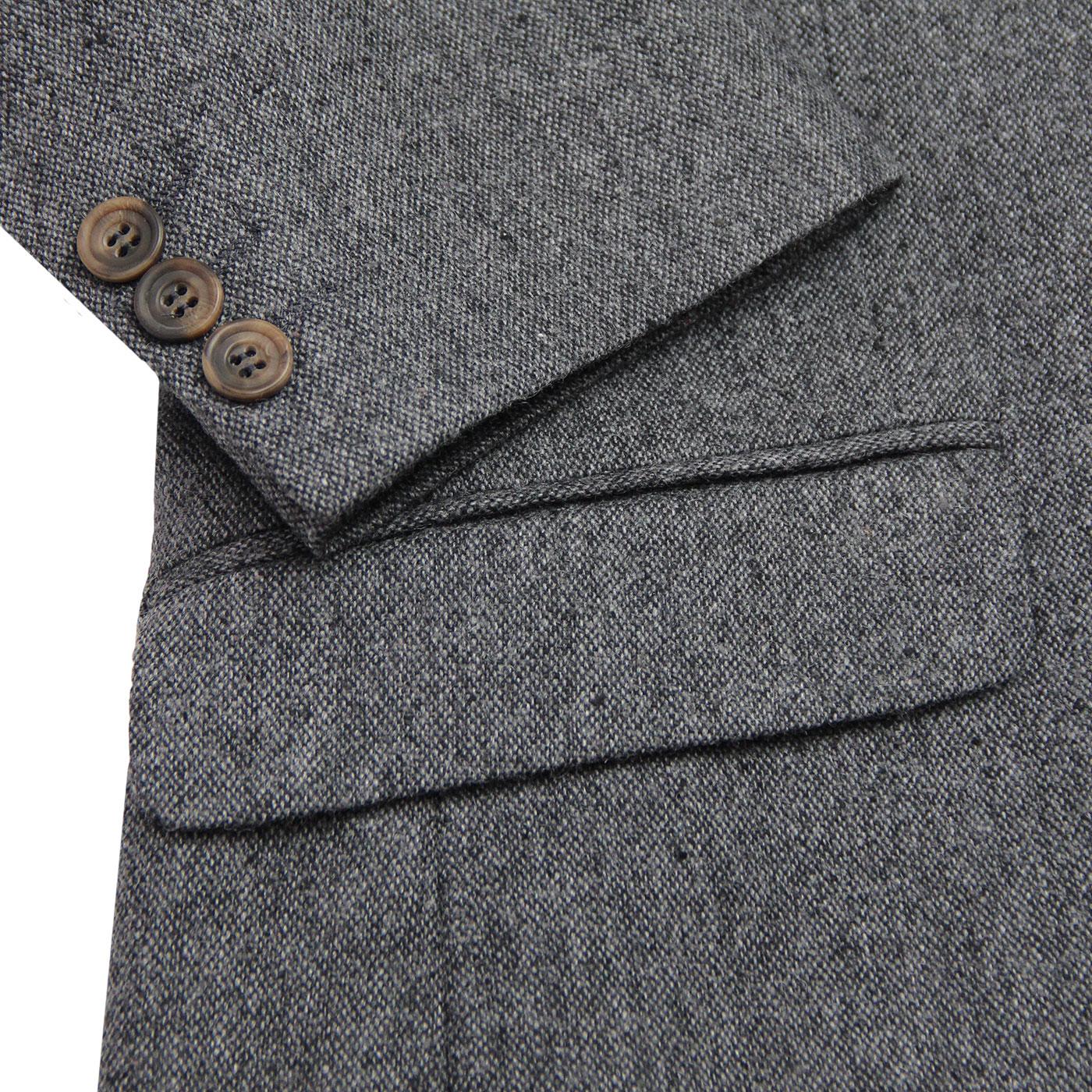 Men's 1960s Mod Donegal 2 Button Suit Blazer in Charcoal