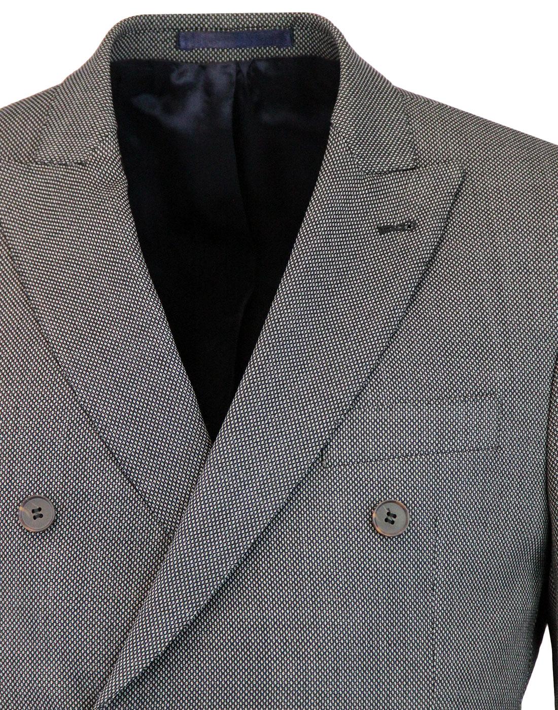 Men's Retro 1960s Mod Birdseye Check Double Breasted Suit Jacket