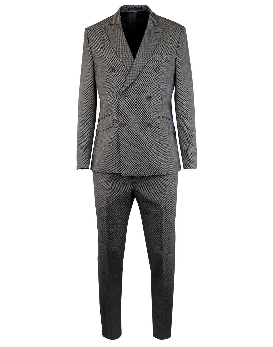 Men's Retro 1960s Mod Birdseye Check Suit in Black