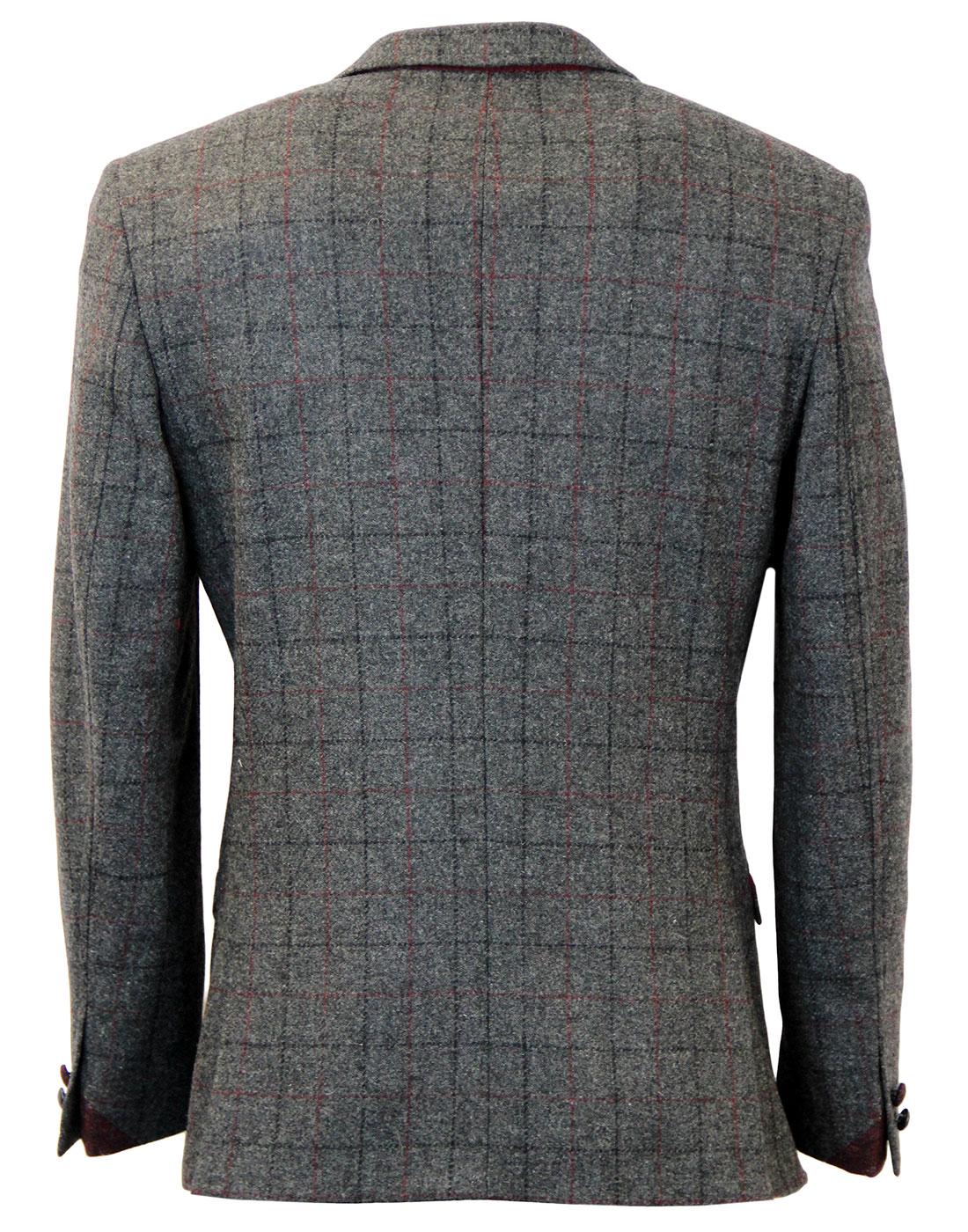 Retro 1960s Mod Double Overcheck 2 Button Blazer Jacket Charcoal