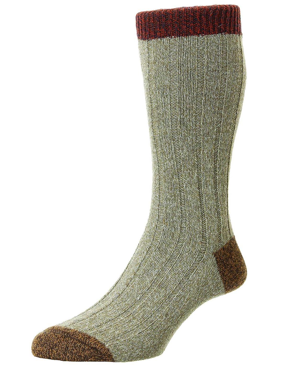 + Burghley SCOTT-NICHOL 6x2 Rib Wool Mens Socks
