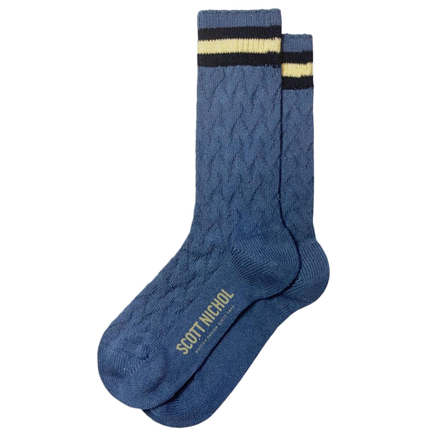 +Spencer Scott-Nichol Retro Cable Knit Socks Denim