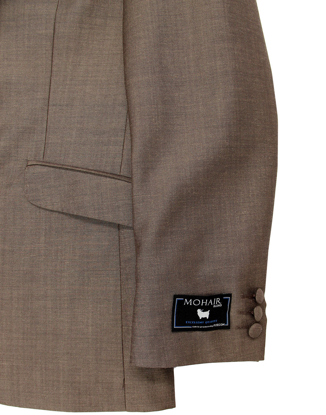 Men's Retro 60s Mod 3 Button Mohair Tonic Suit in Taupe