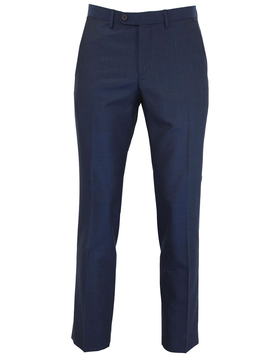 Retro 60s Mod Slim Fit Ink Blue Tailored Suit Trousers
