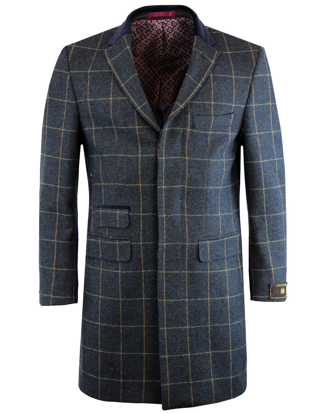 Scottie Men's Retro 1960s Mod Tweed Check Overcoat