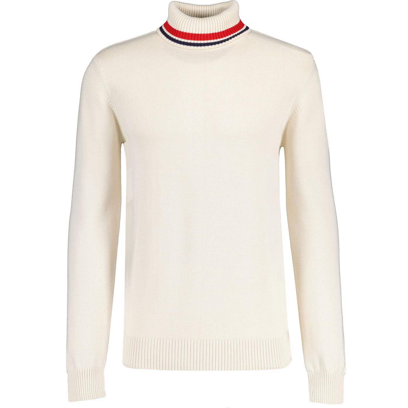 Sergio Tacchini Boro Retro Tipped Roll Neck Jumper in Gardenia