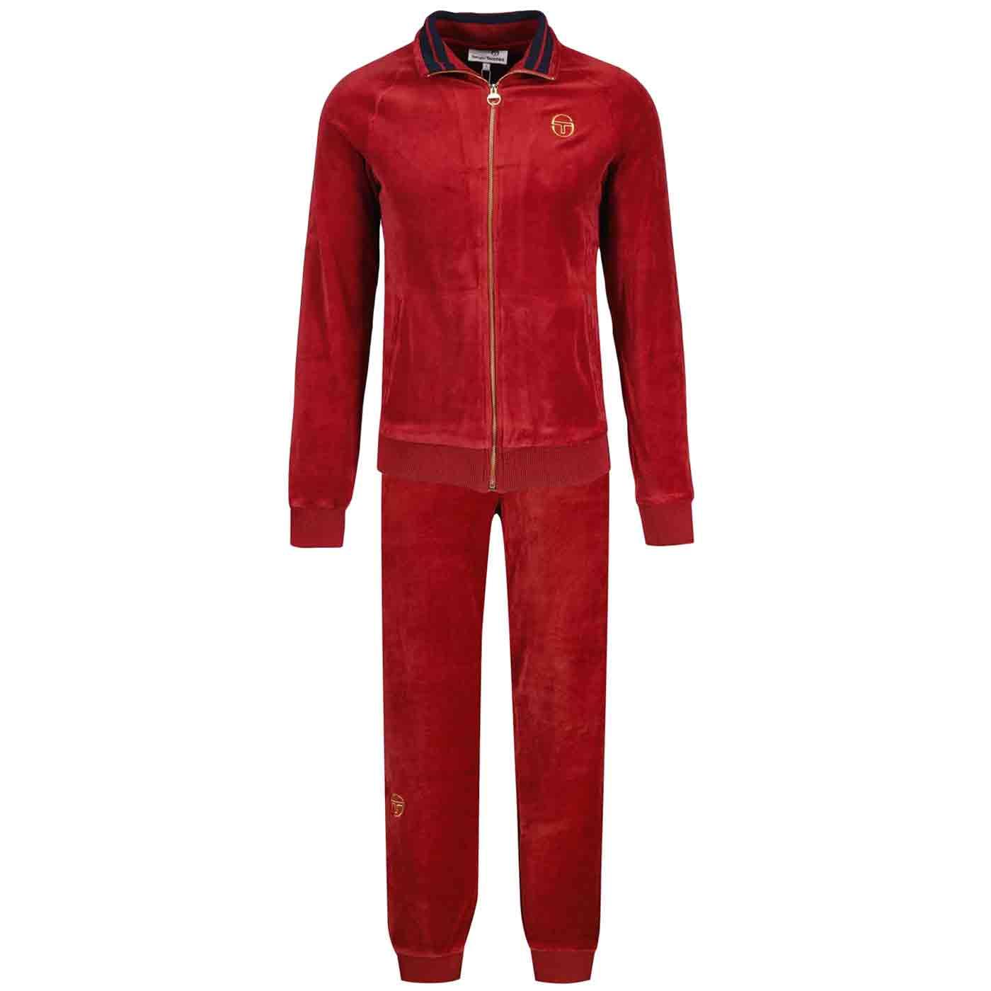 Sergio Tacchini Court Velour 80s Tracksuit in Sun Dried Tomato Red