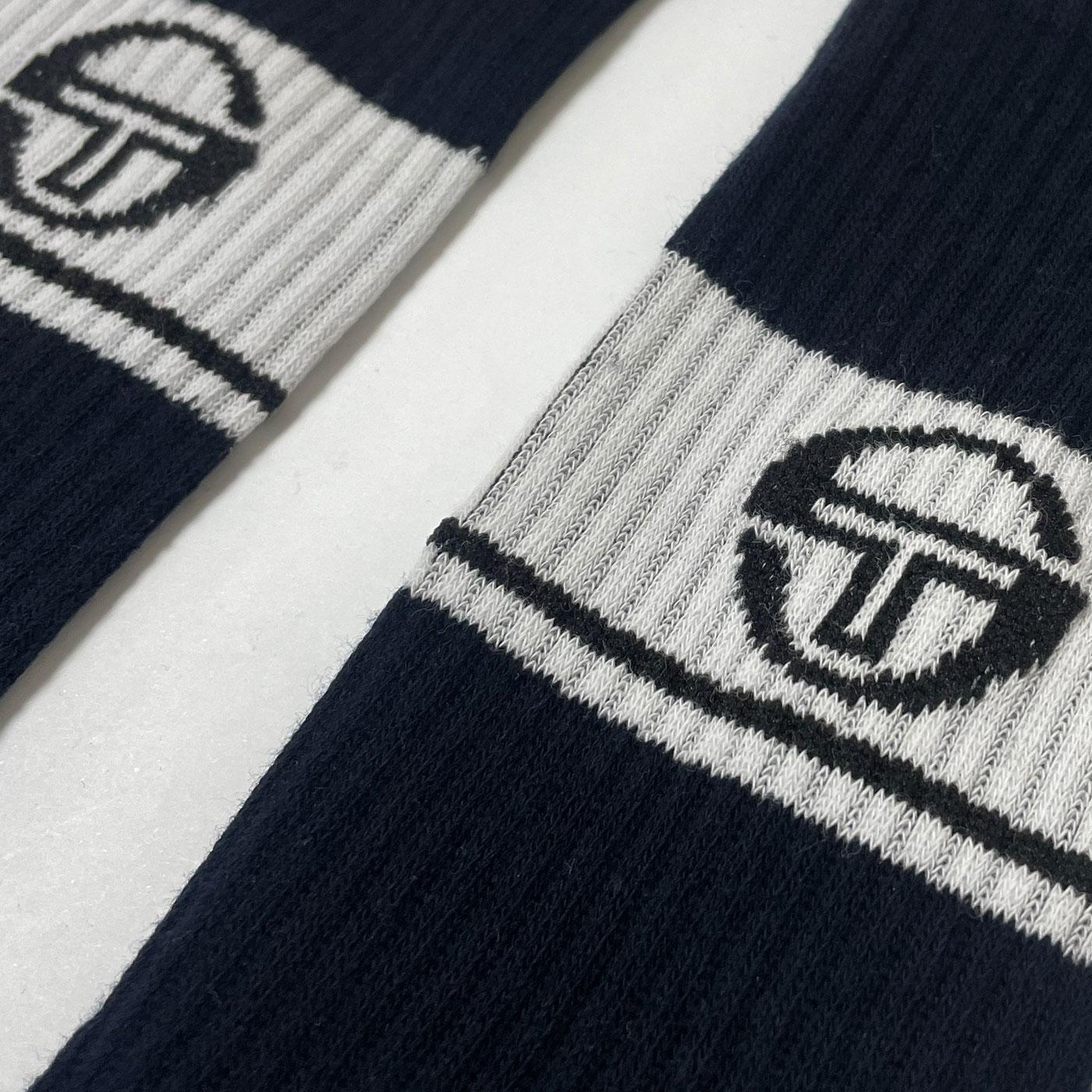 Sergio Tacchini Koos Twin Pack Monogram Stripe Socks in Navy