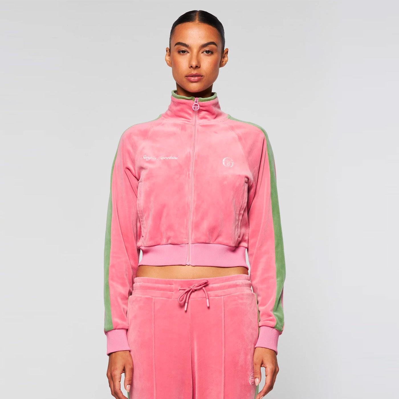 Sergio Tacchini Miss Carlotta Velour Track Top in Wild Rose