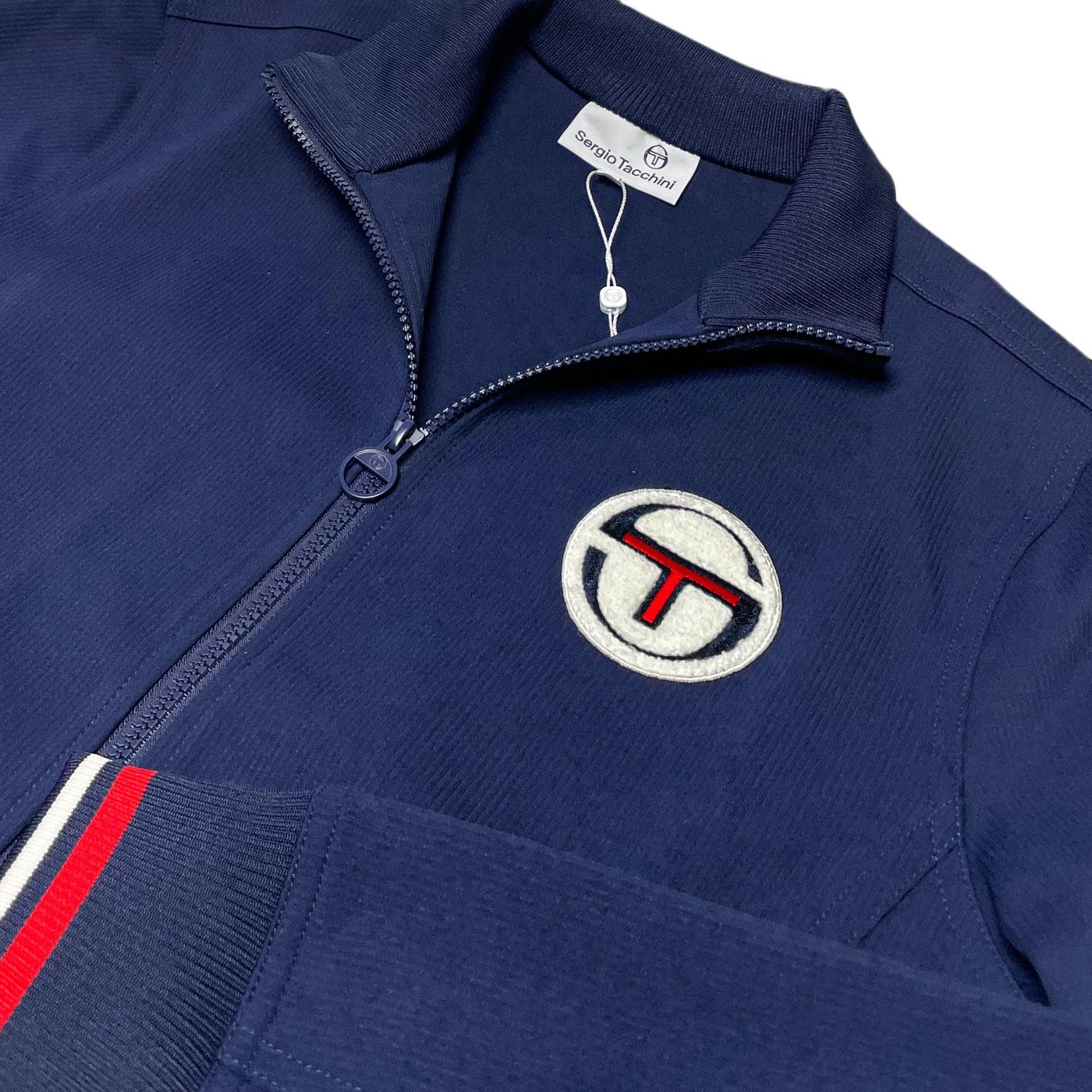 Sergio Tacchini Priorato Retro Ribbed Track Top in Maritime Blue