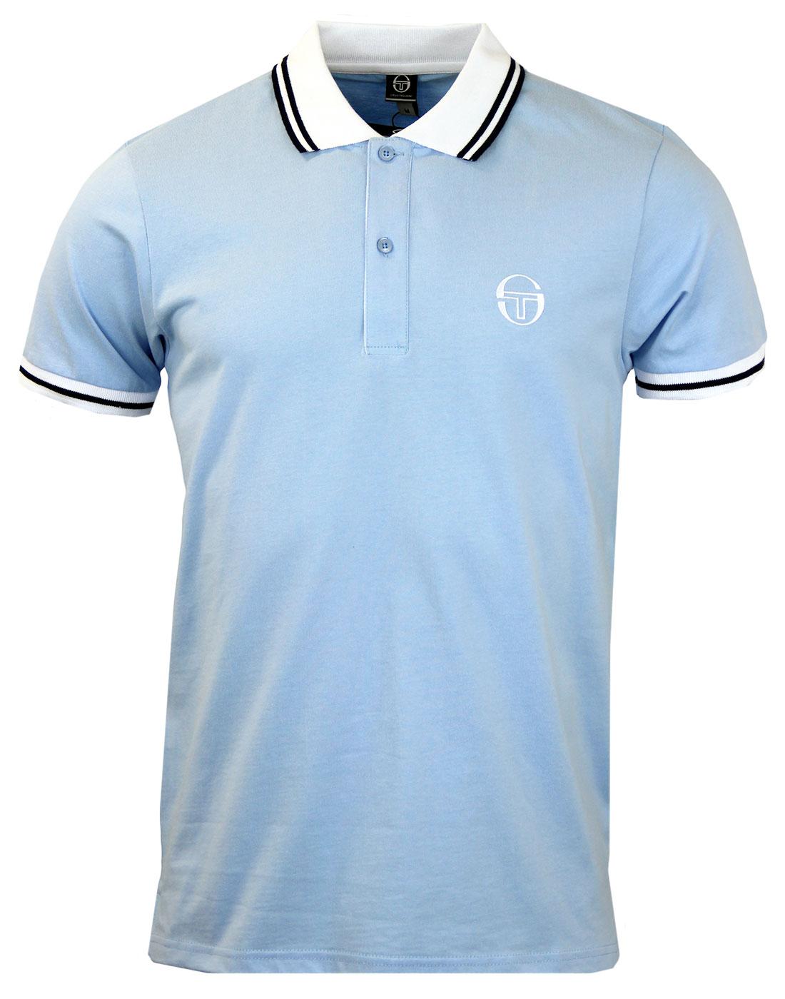 SERGIO TACCHINI Retro 1980s Indie Jeeset Tipped Polo Top Placid