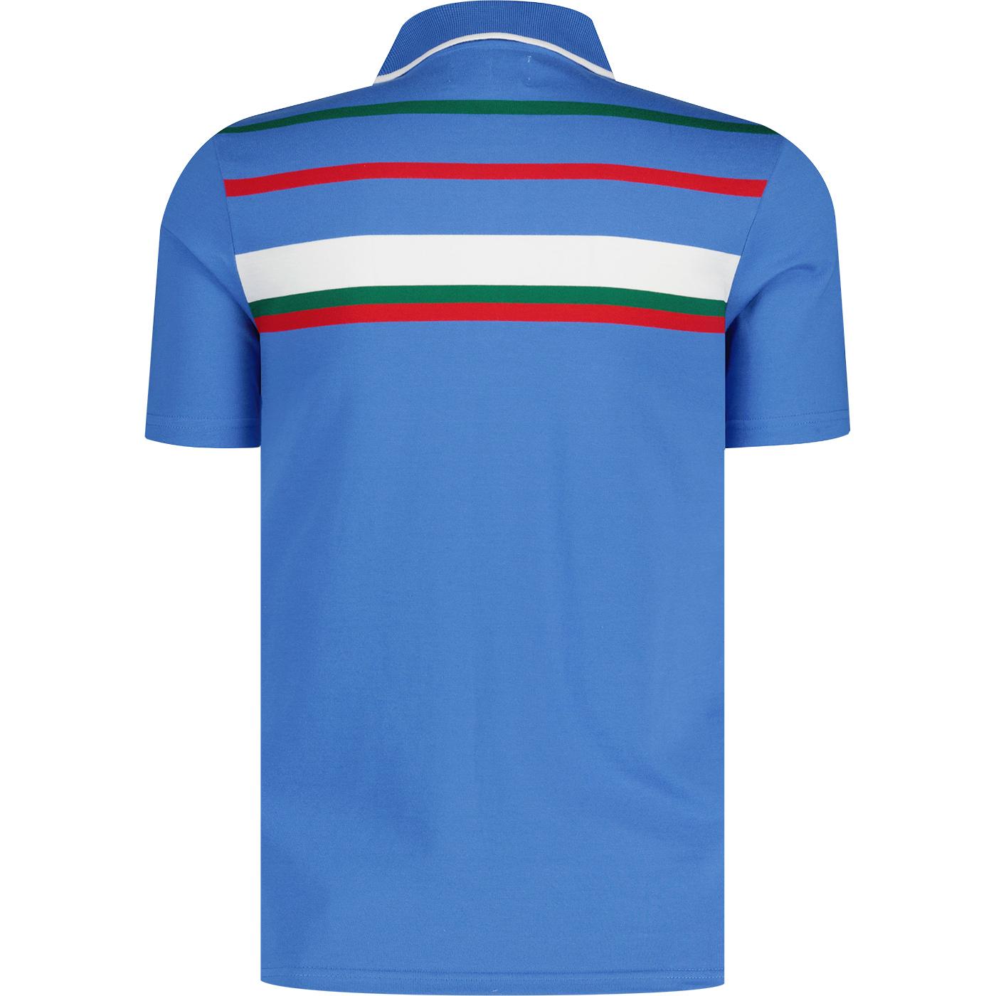 Sergio Tacchini Denver Retro 80s Stripe Tennis Polo Palace Blue