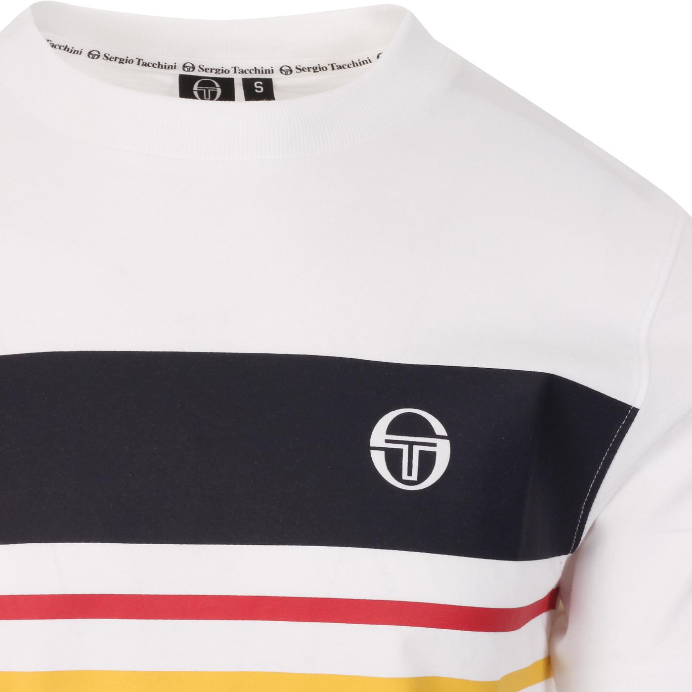 SERGIO TACCHINI Mayor Retro 80s Chest Stripe Tee in White