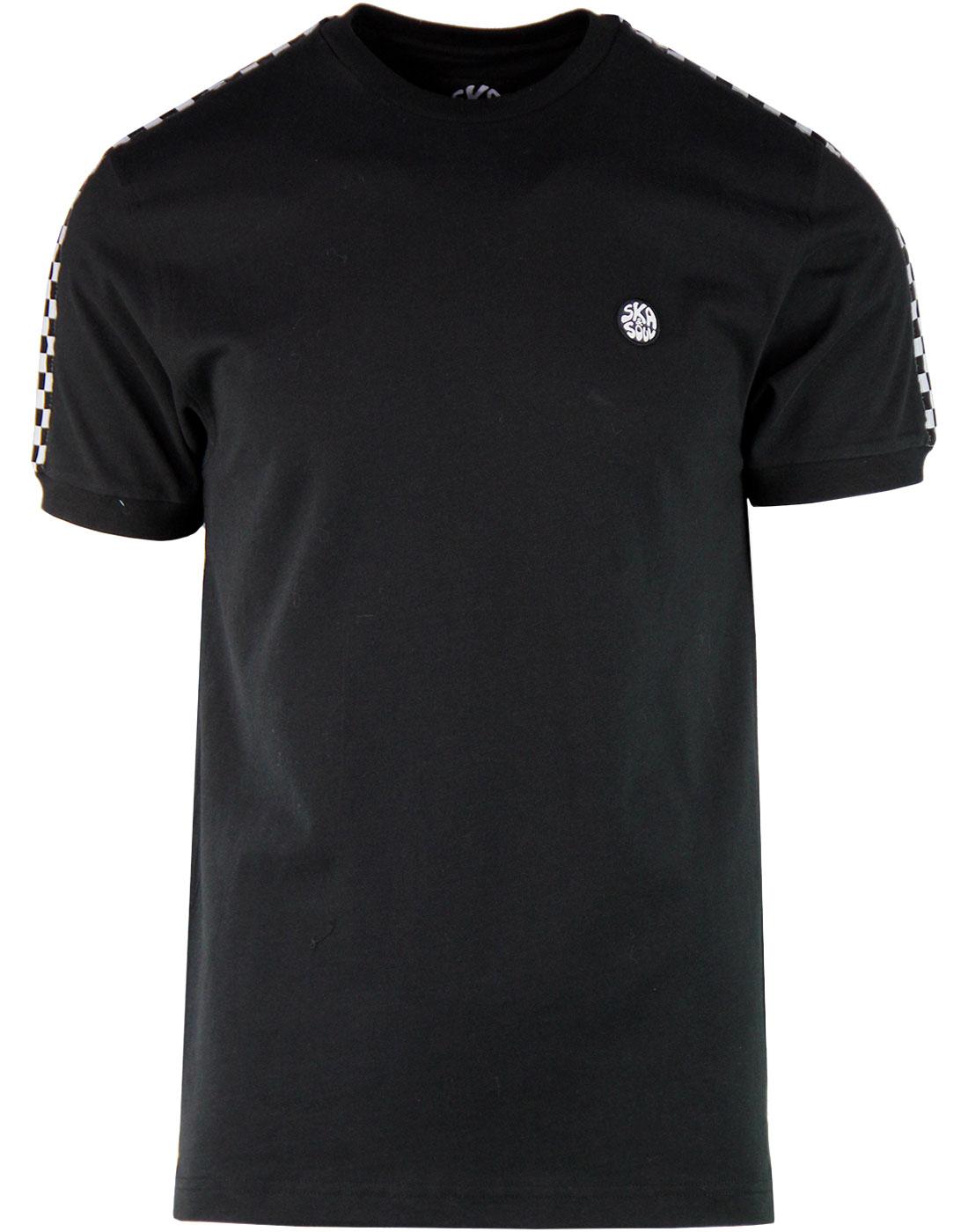 SKA & SOUL Men's Checkerboard Tape Sleeve T-shirt in Black
