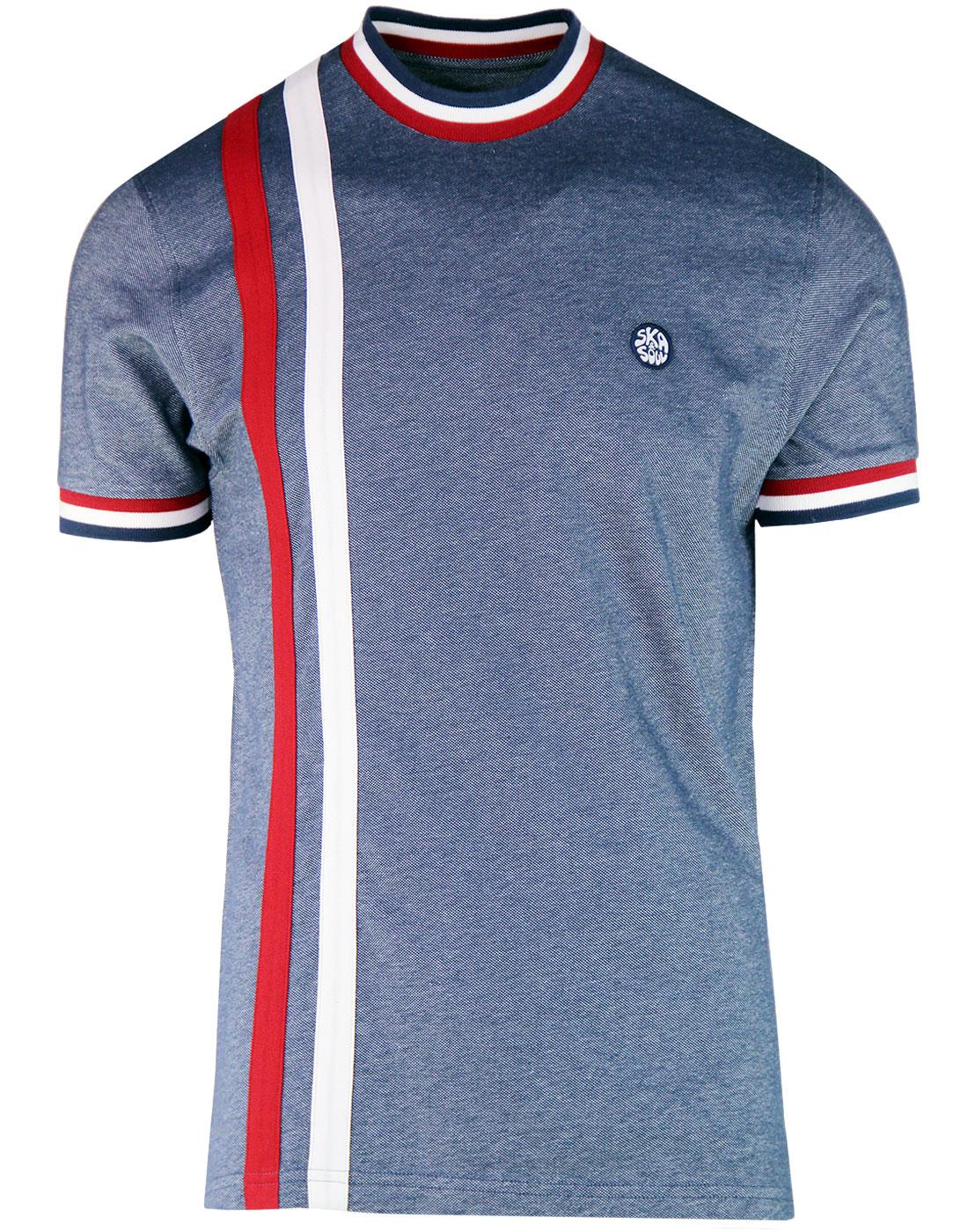 SKA & SOUL Mod Racing Stripe Oxford Pique T-shirt