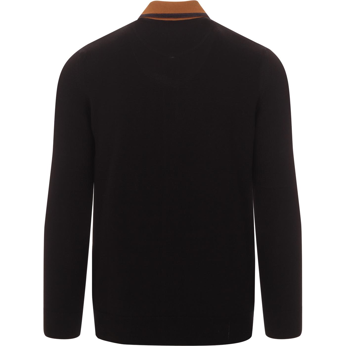 SKA & SOUL Yardi Cardi Button Through Knitted Mod Polo Black