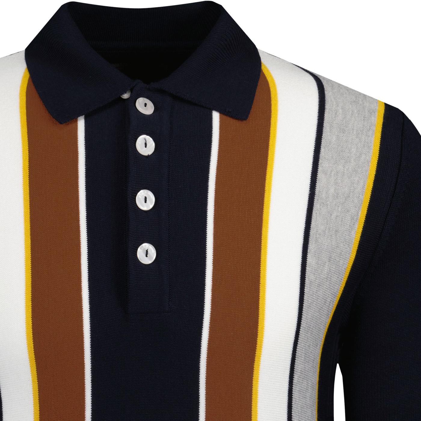 Ska and Soul Retro Mod Stripe Fine Gauge Polo in Navy